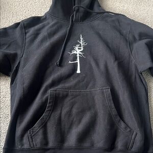 Black Hoodie with White Tree Graphic. Men’s medium. Runs large IMO